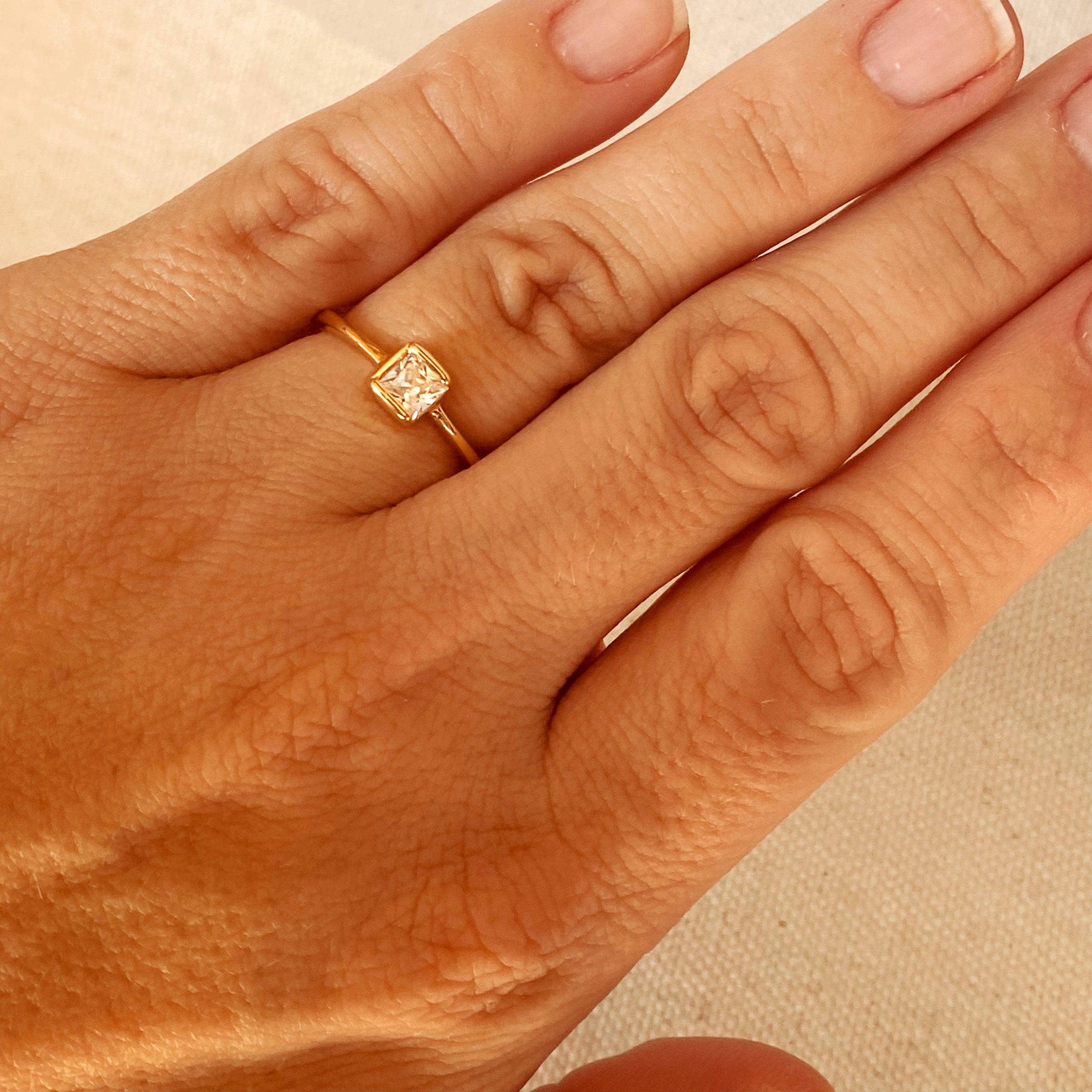 Gold Square Diamond Ring