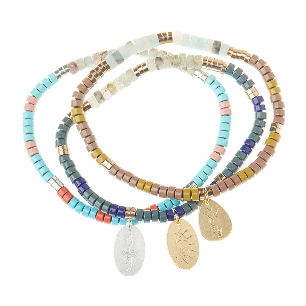 Stone Intention Charm Bracelet - Moonstone/Silver/Gold