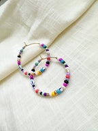 Colorful Seedbead Hoops Earrings