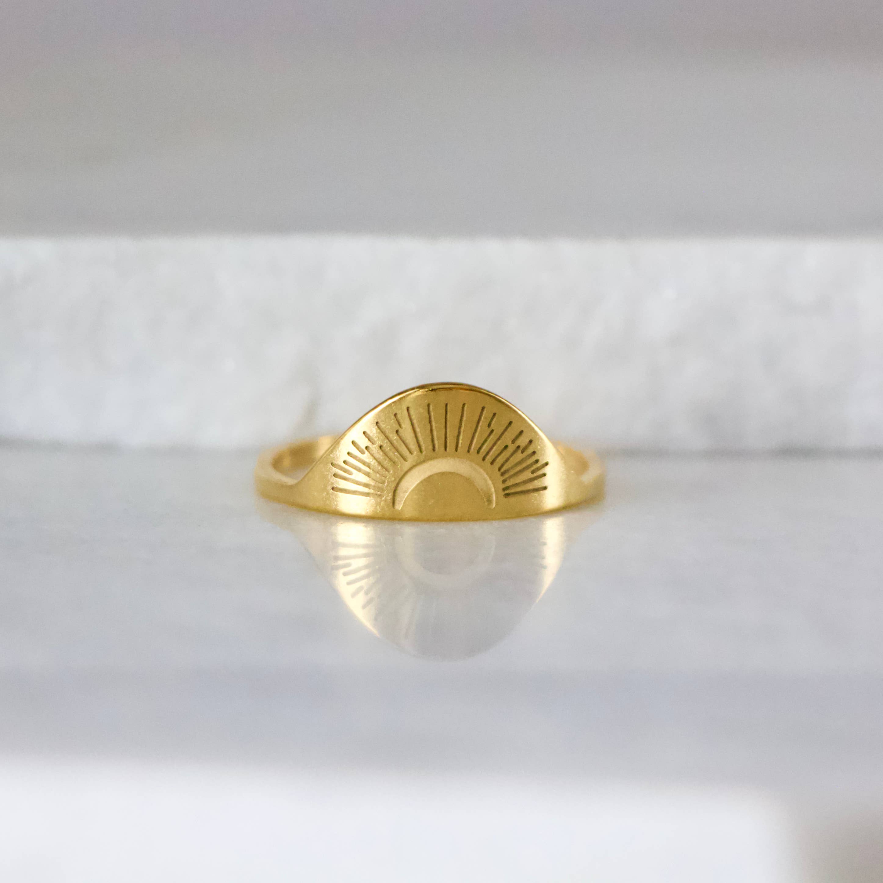 Engraved Moon Shine Ring