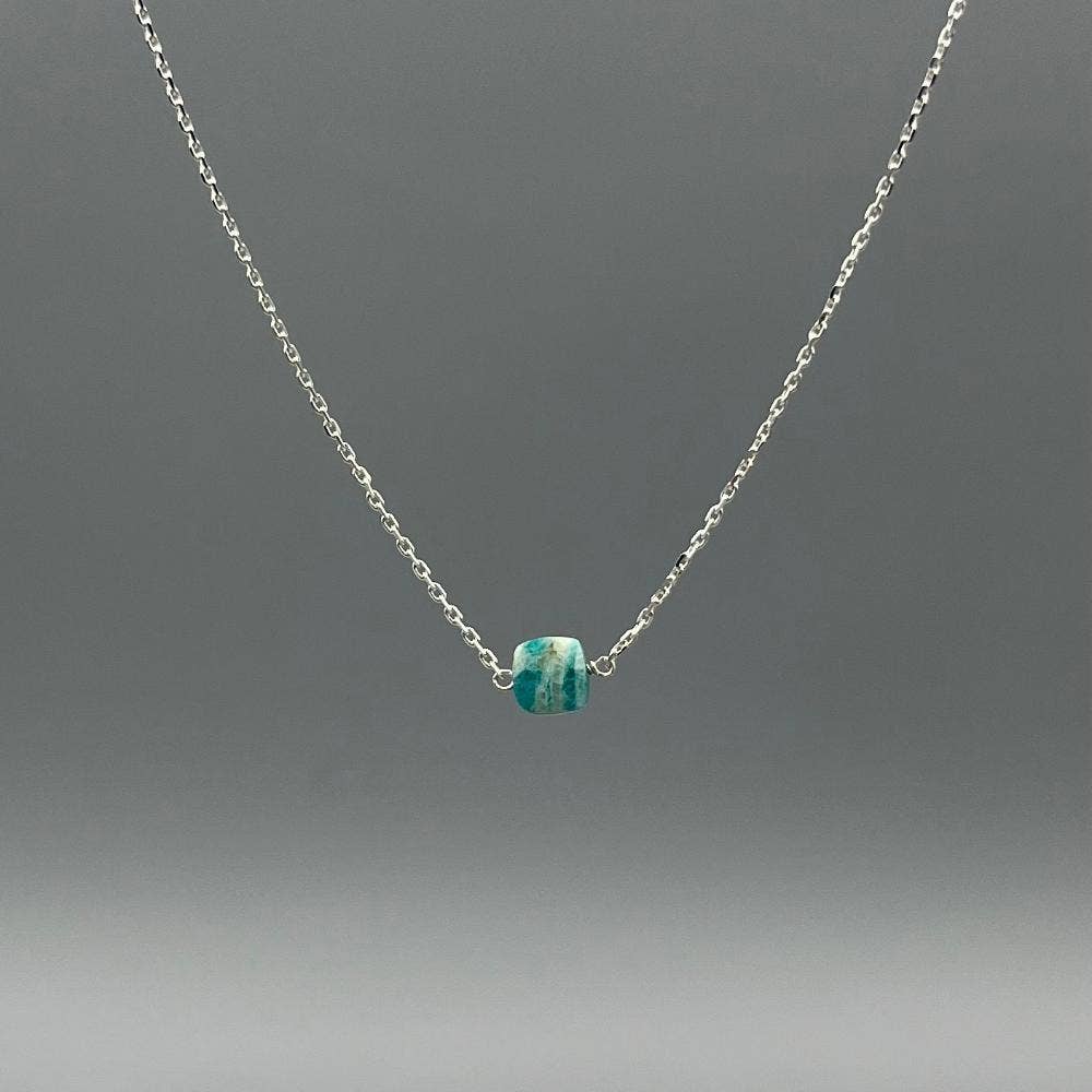 Tiny Square Stone Necklace