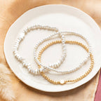 Mini Metal Stacking Bracelet - Ball Beads Gold