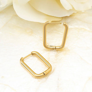 14K Gold Filled PLUS Rectangle Huggie Earrings