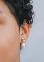 Pearl Knot Gold Earrings