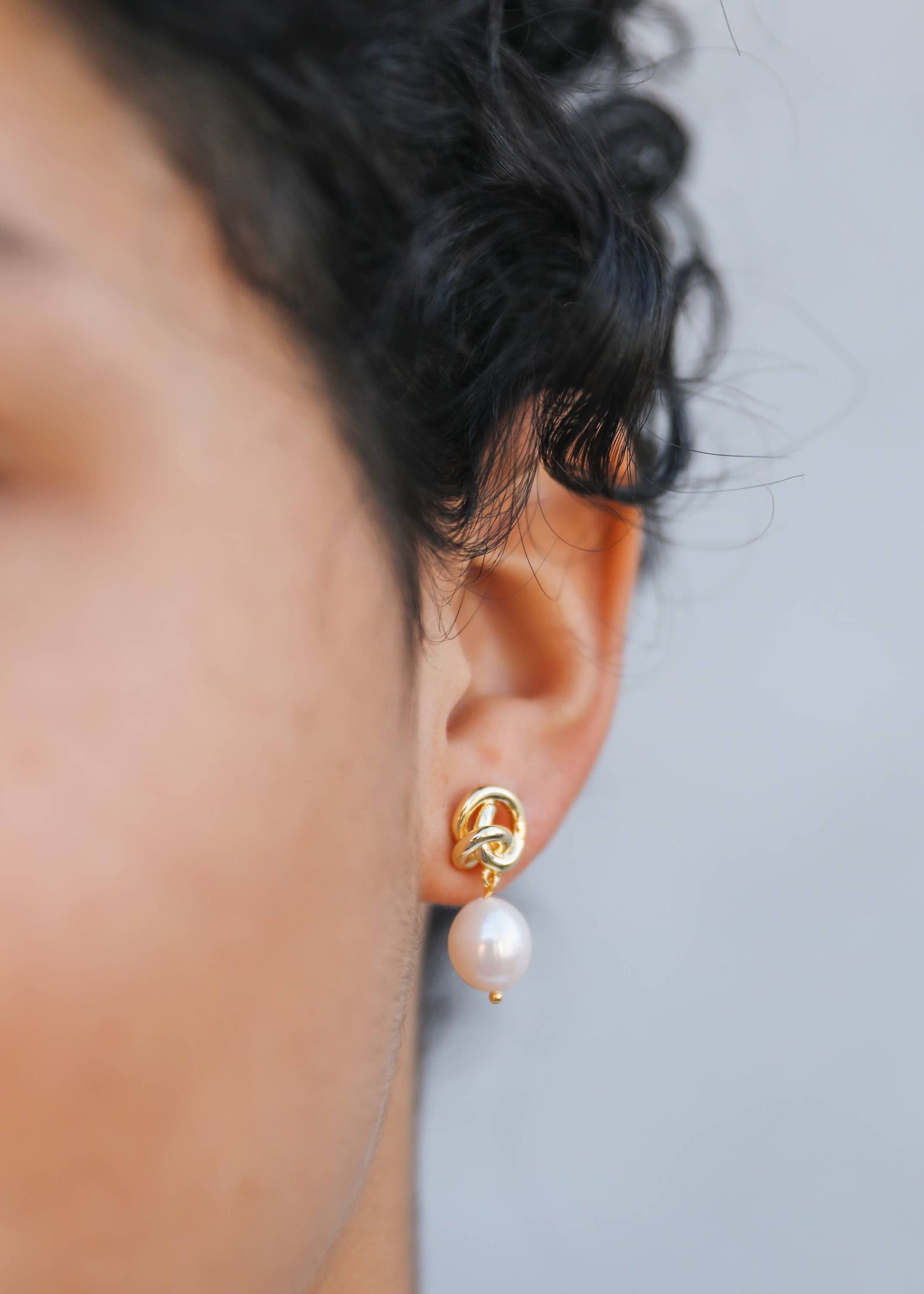 Pearl Knot Gold Earrings