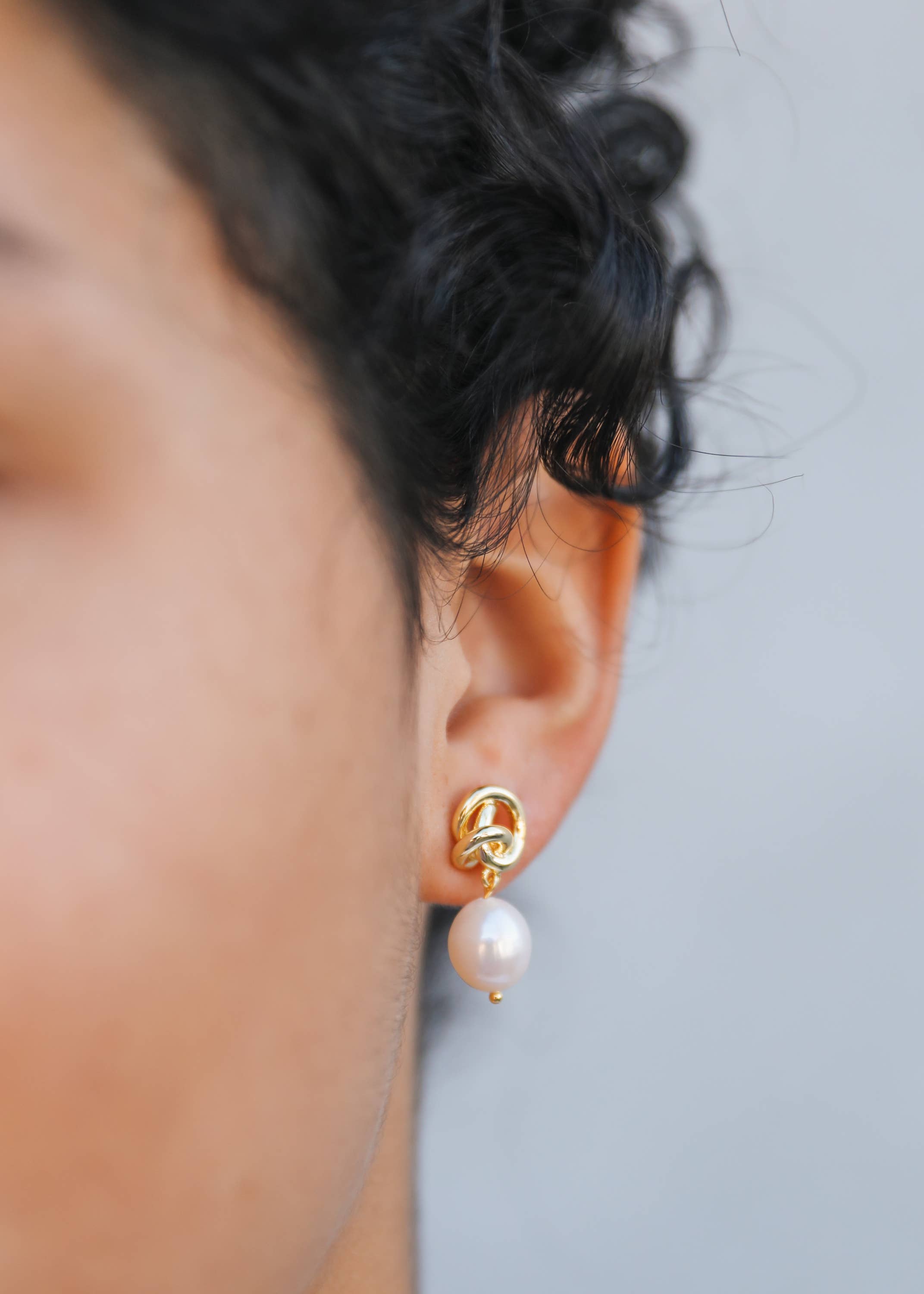 Pearl Knot Gold Earrings