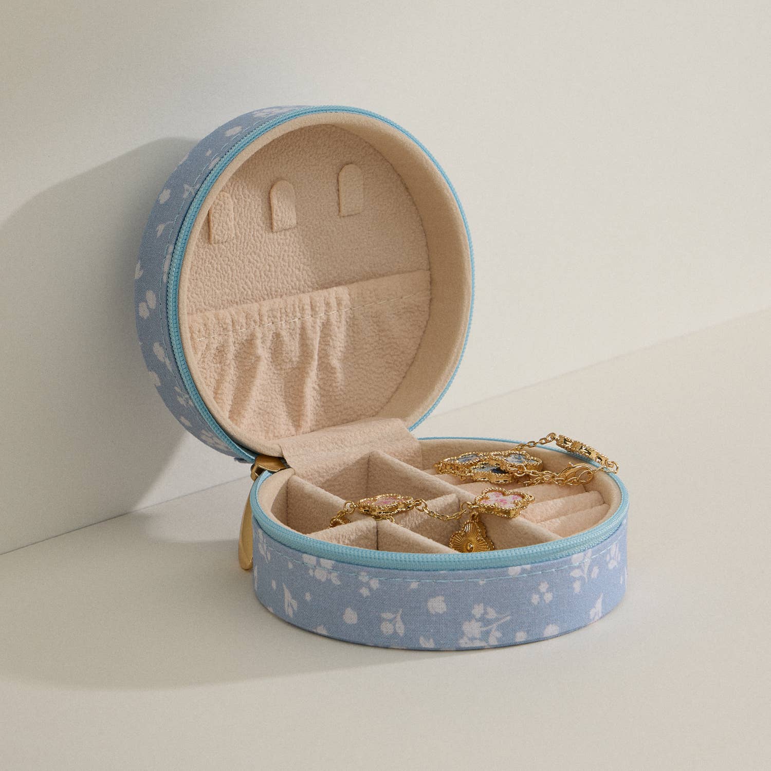 Blue Floral Travel Jewelry Box
