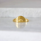 Engraved Moon Shine Ring