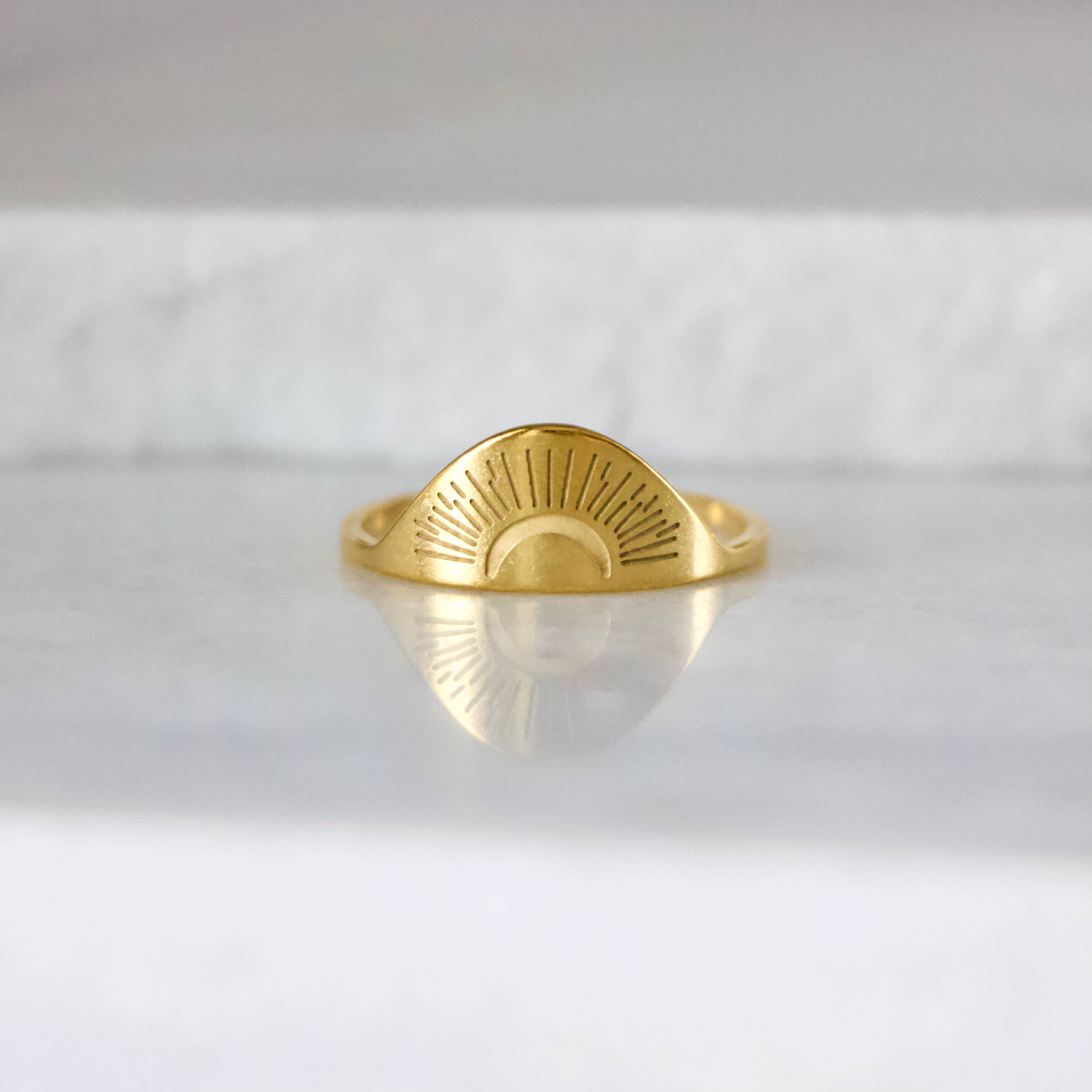 Engraved Moon Shine Ring