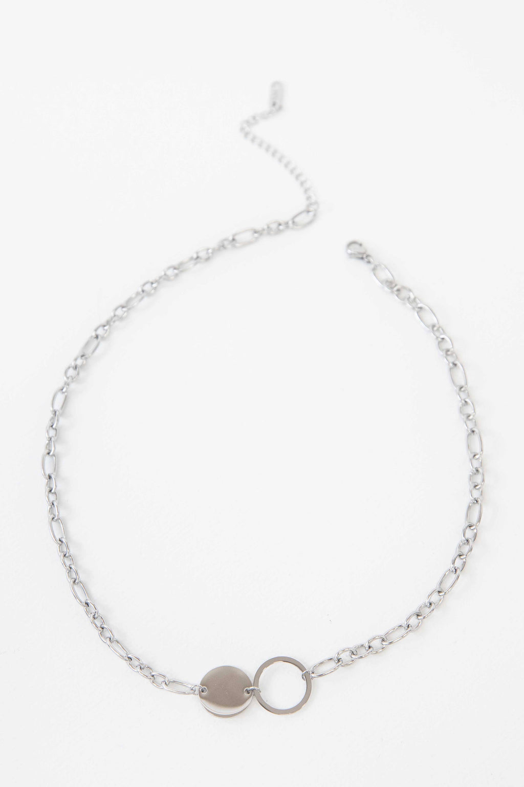 Circle Link Silver Necklace