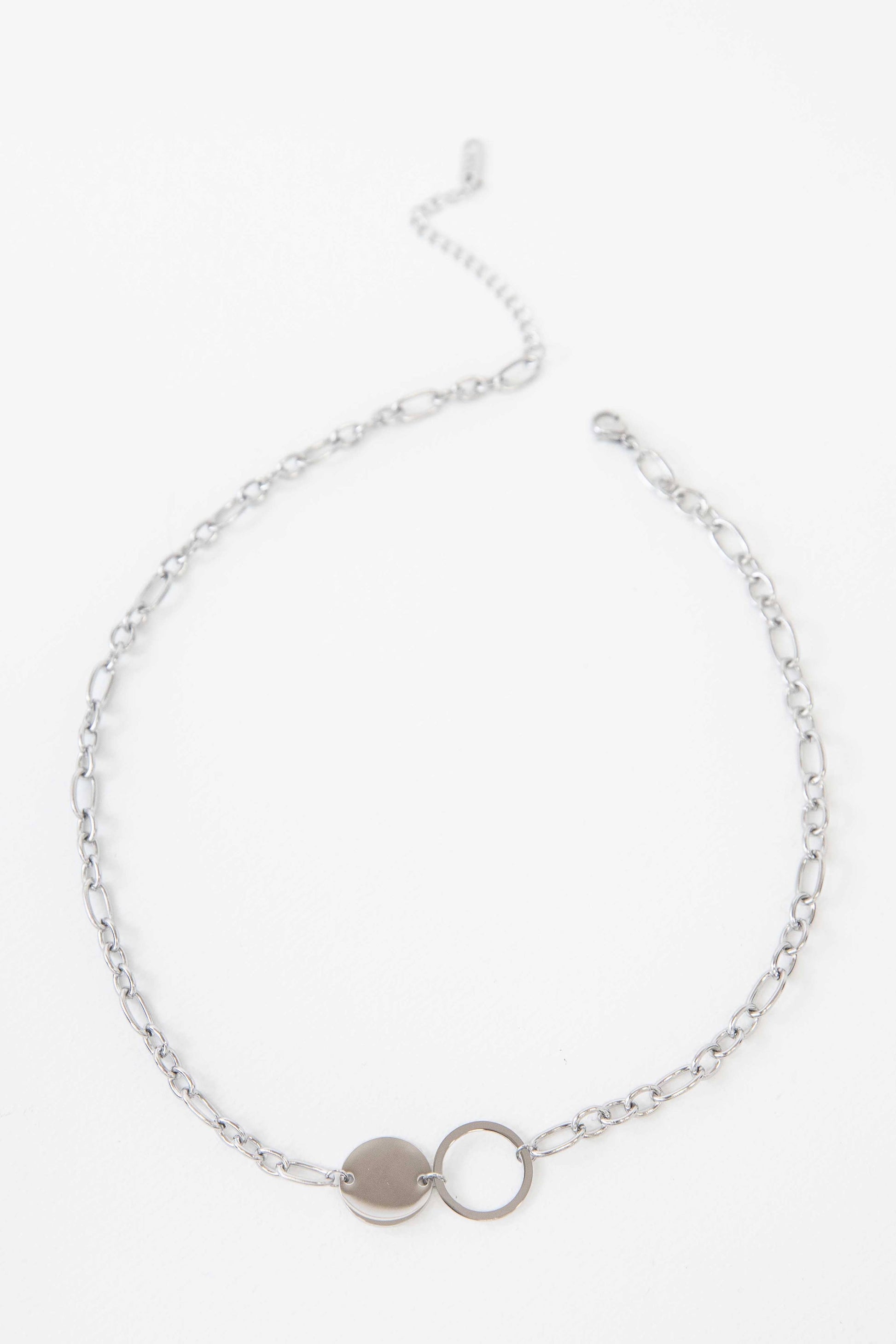 Circle Link Silver Necklace