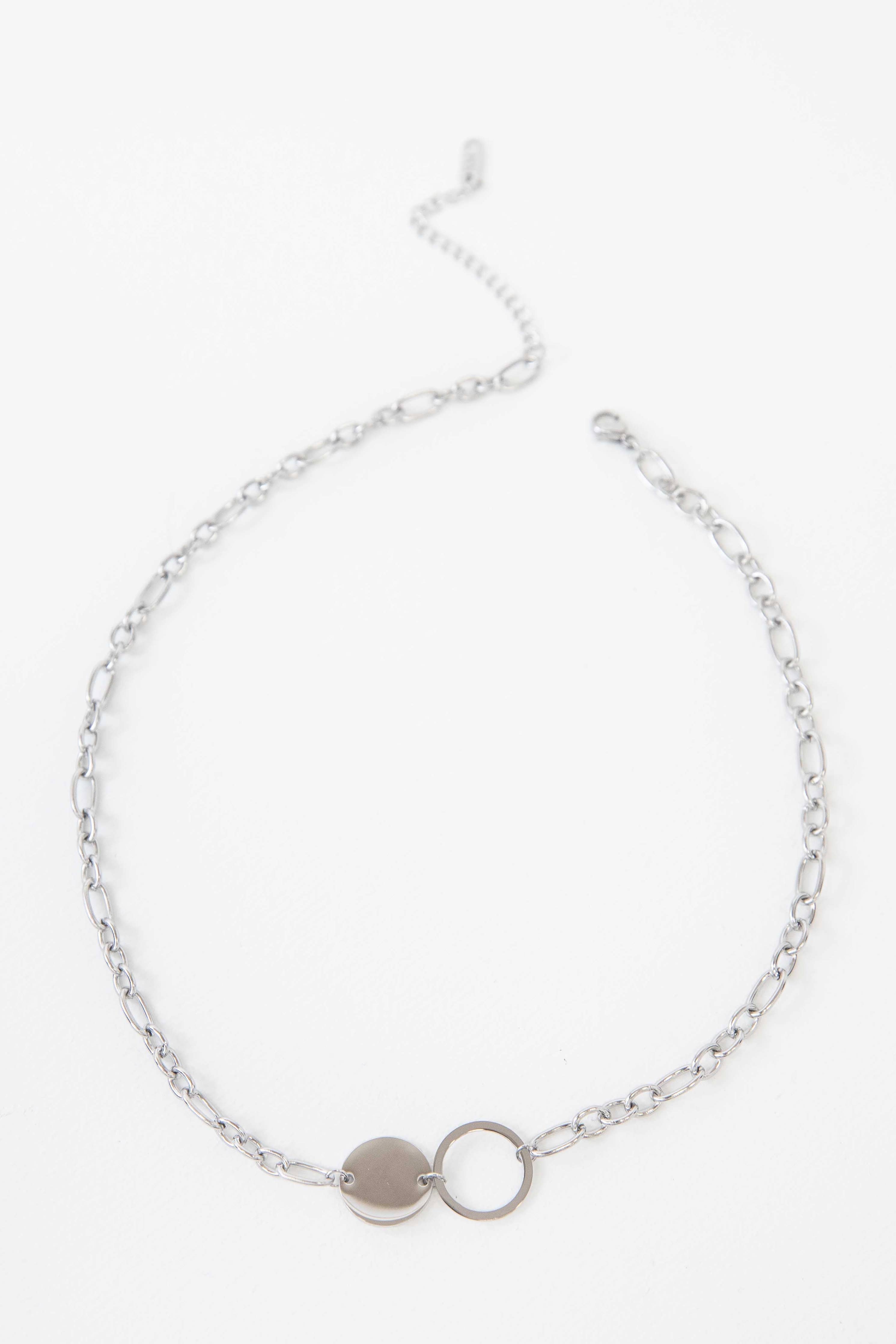 Circle Link Silver Necklace
