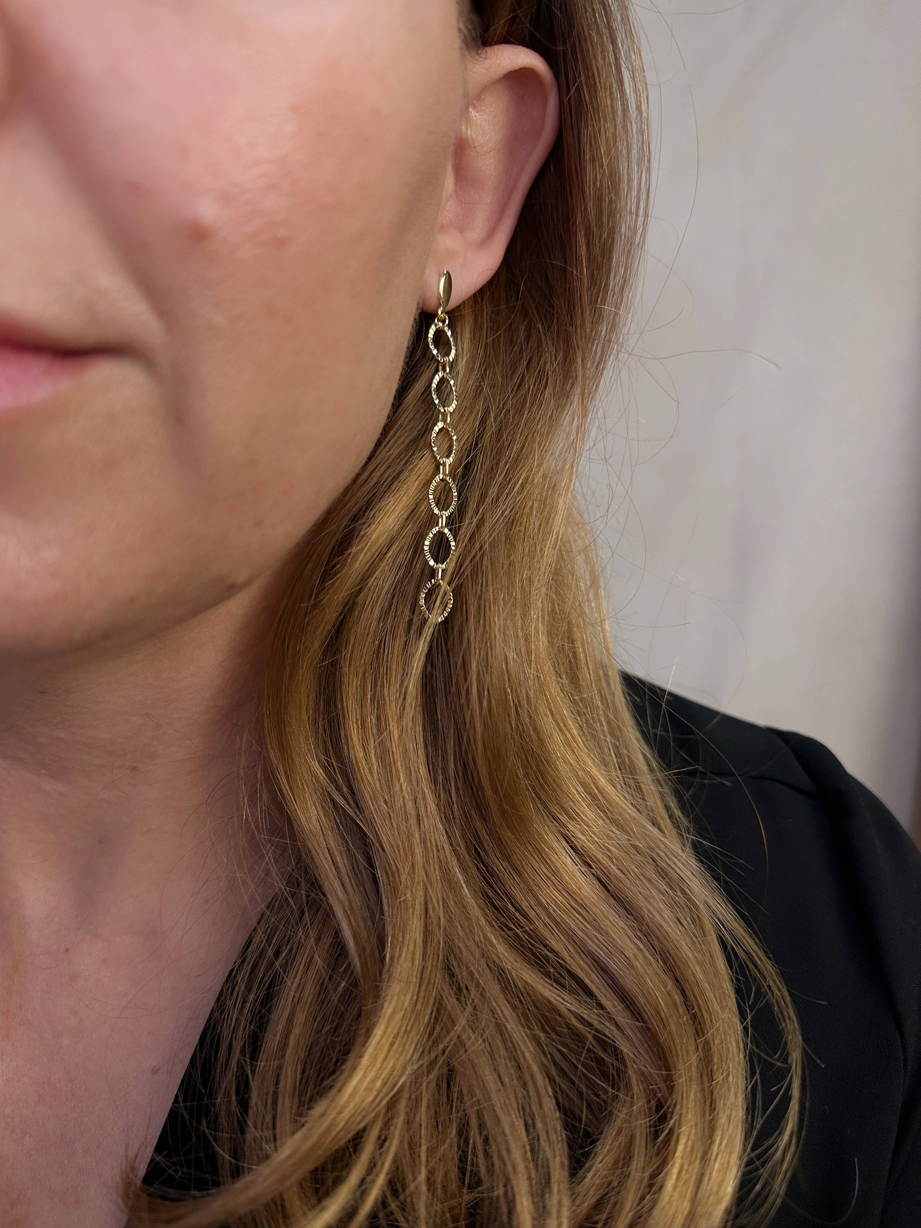 Diamond Cut Chain Earrings