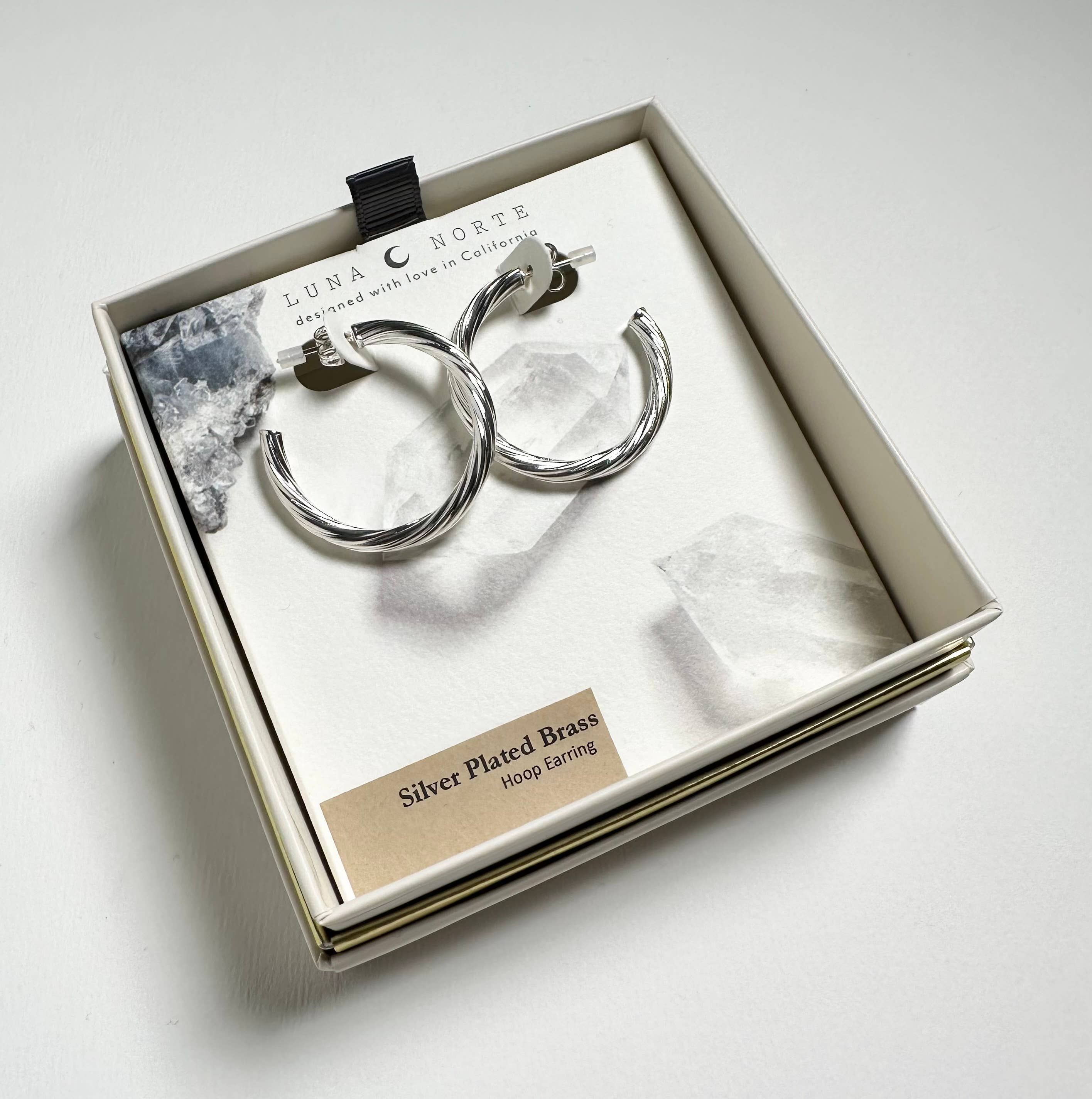 Silver Twisted Hoops