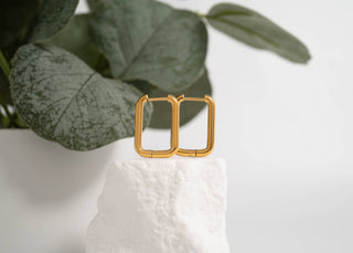 Rectangle Huggie Hoops