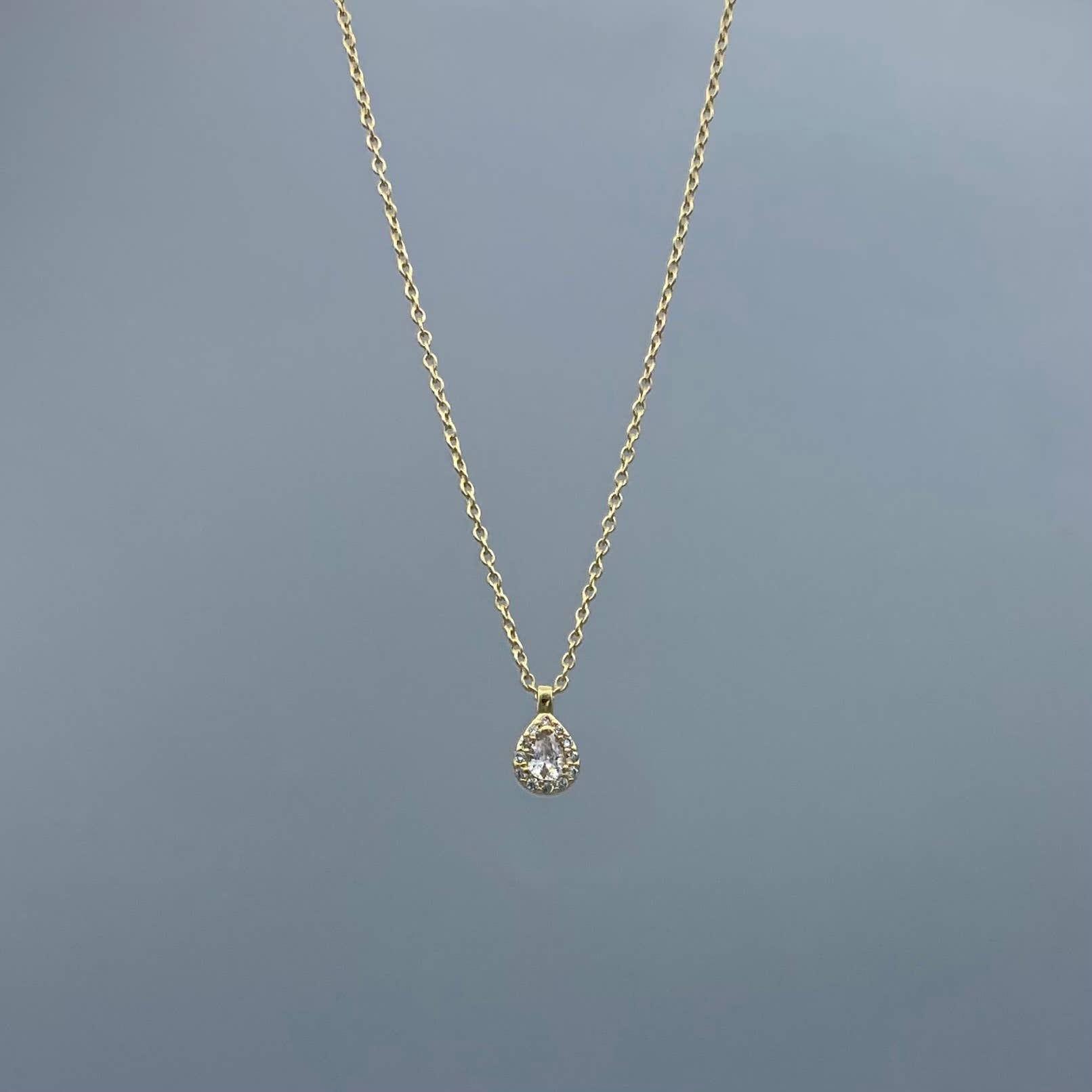 Mini Halo Teardrop Necklace