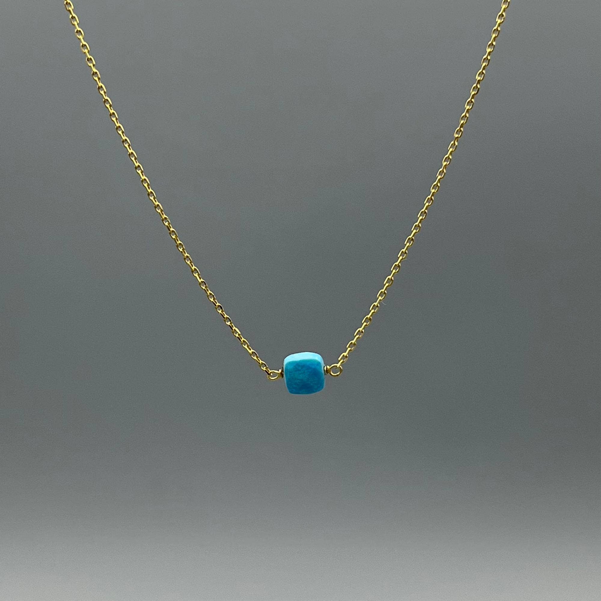 Tiny Square Stone Necklace