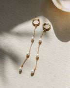 Stacked Pearl Huggie Hoop Earring