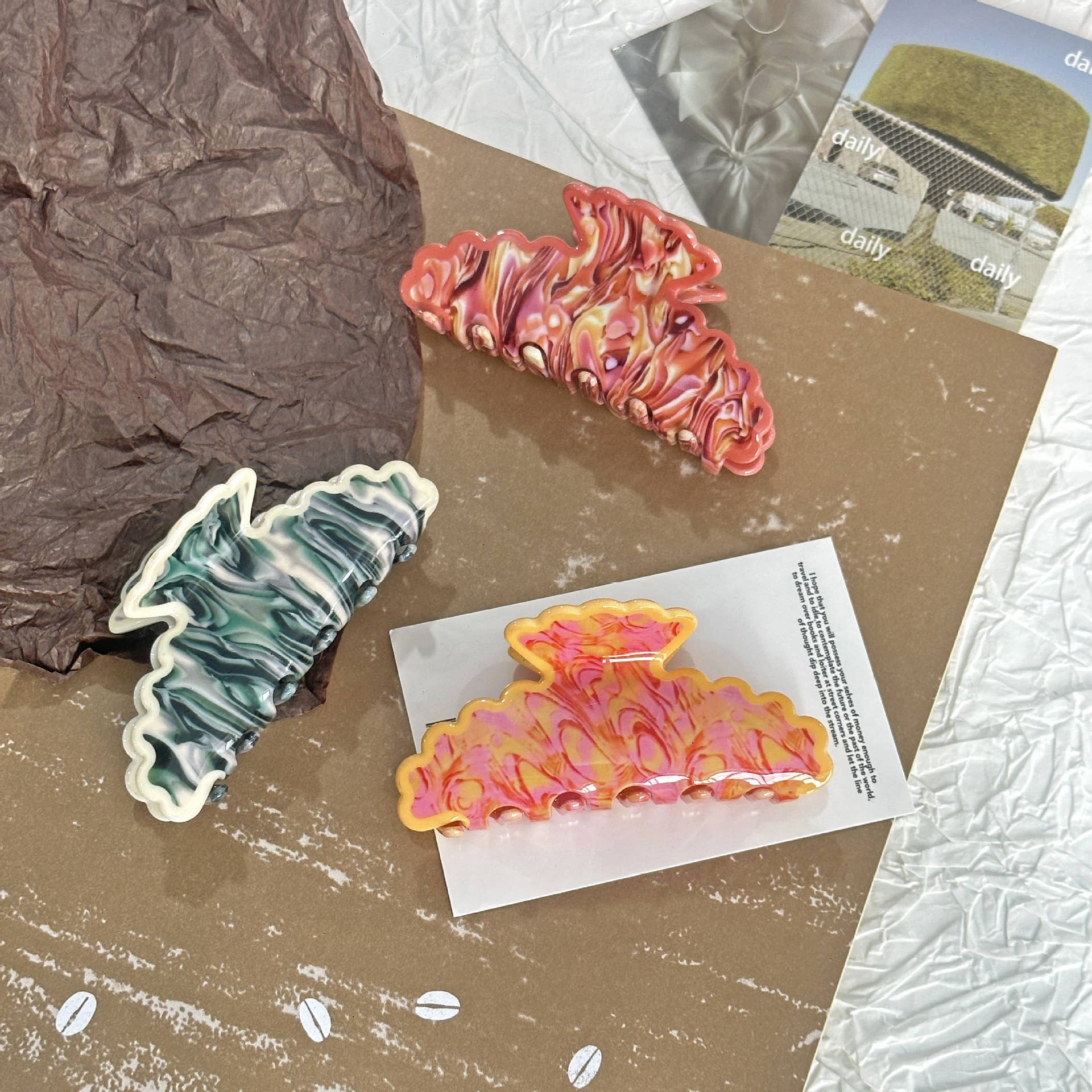 Blue Pebble Hair Clip