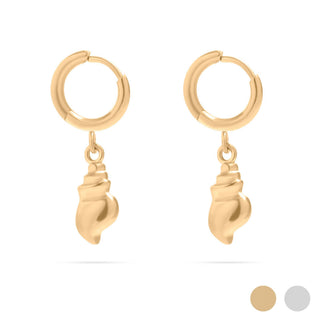 18K Gold PVD Conch Shell Huggie Earrings