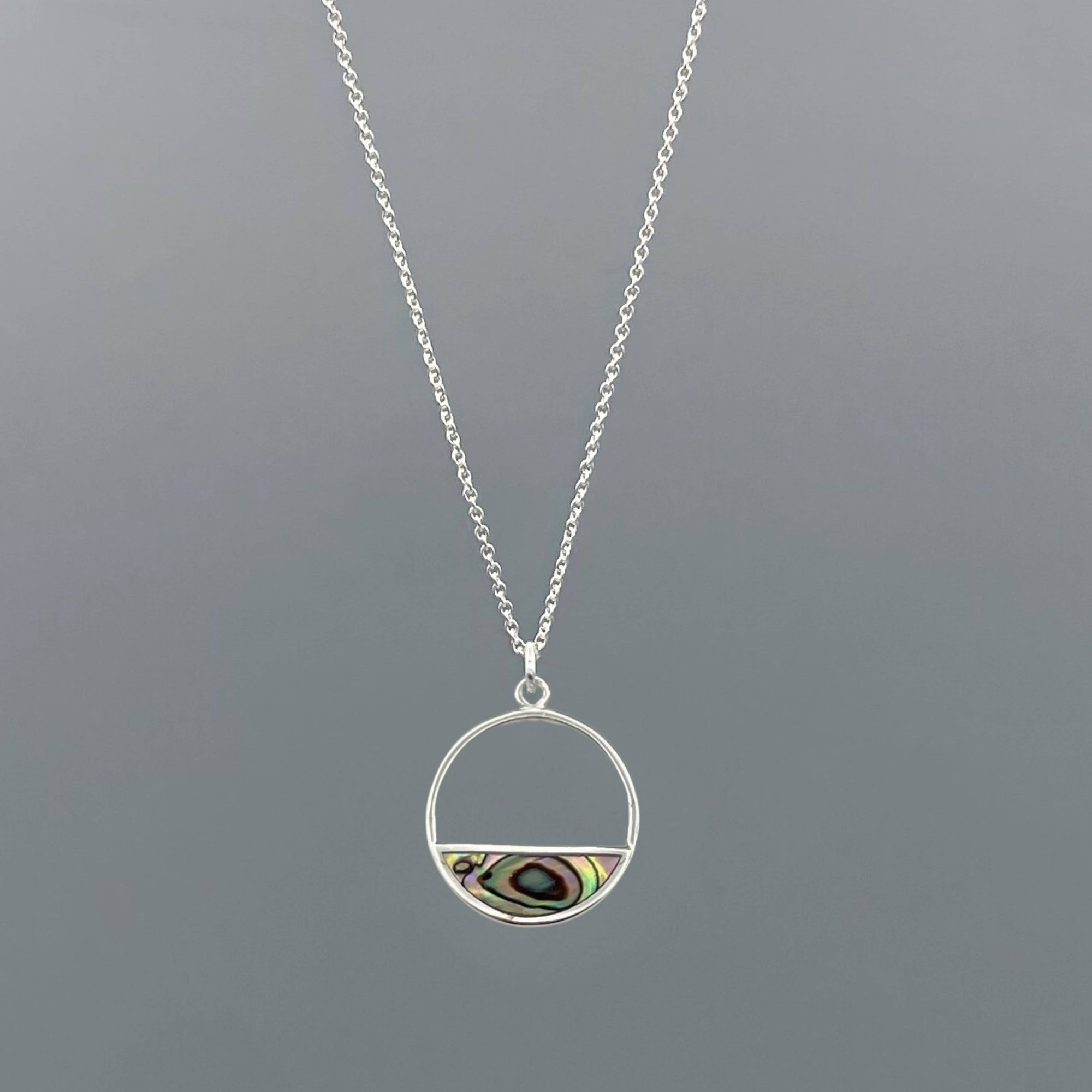 Stone Inlay Open Circle Necklace