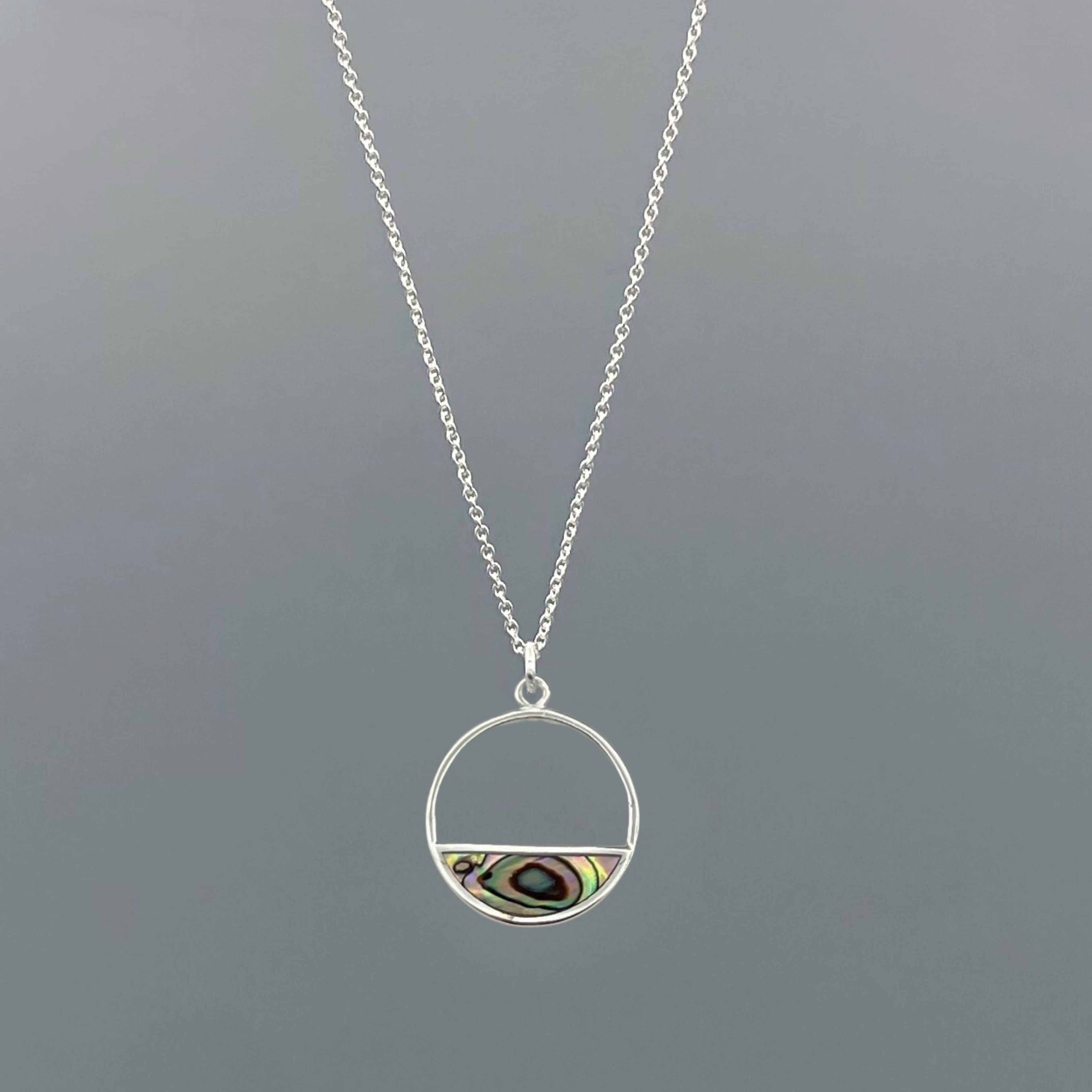 Stone Inlay Open Circle Necklace
