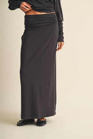 Ruched Waistband Jersey Knit Skirt