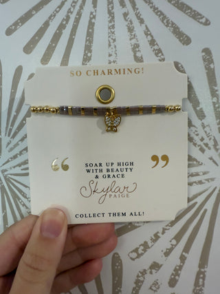 So Charming! Beaded Butterfly Charm Bracelet