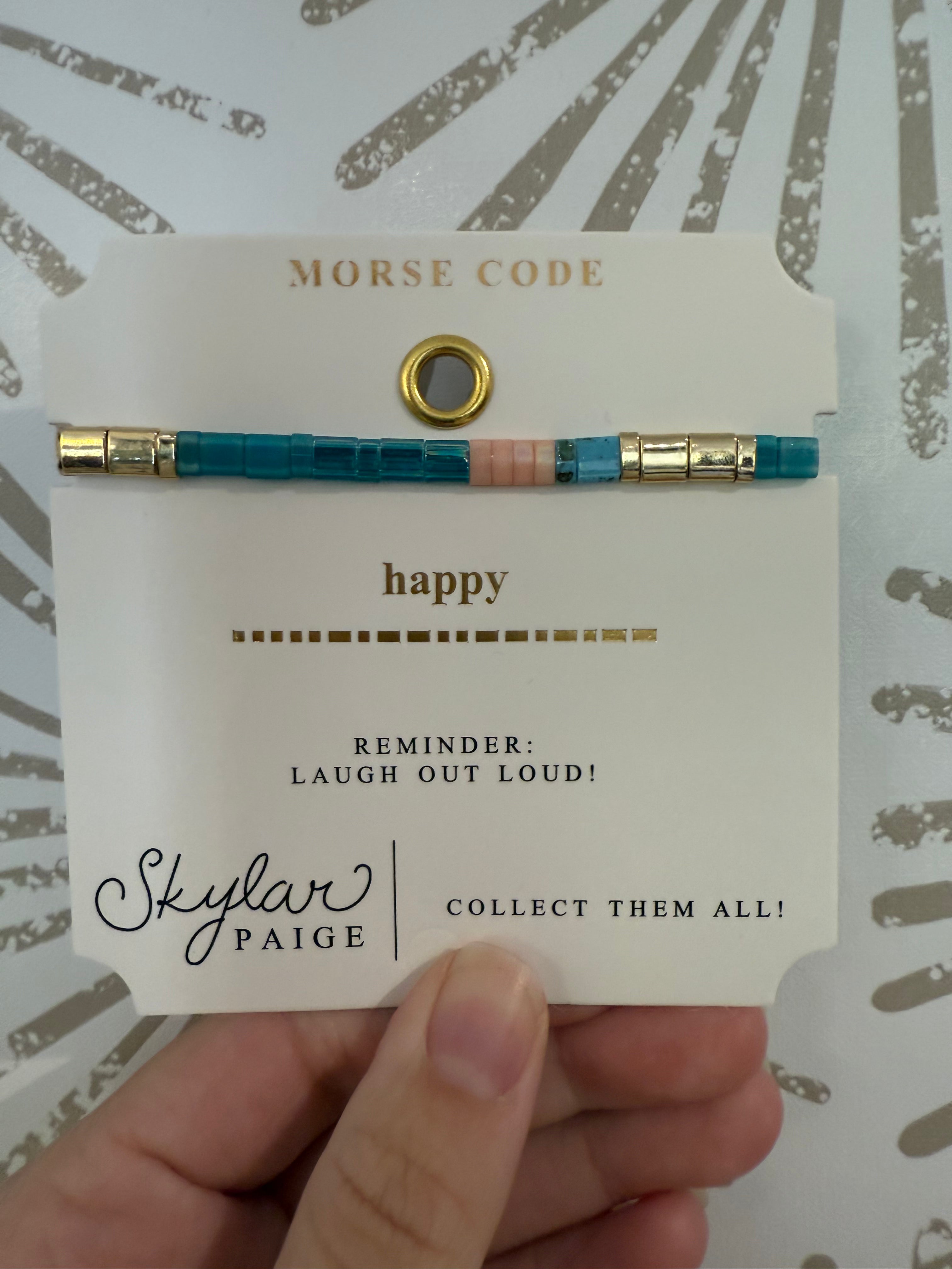 Happy Morse Code Beaded Bracelet