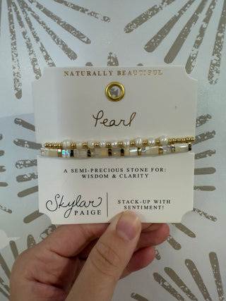 Pearl Gemstone Beaded Bracelet Stack