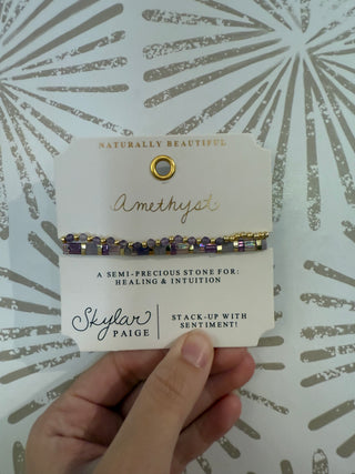 Amethyst Beaded Bracelet Stack