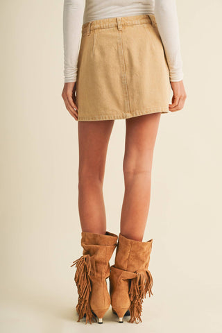 A-Line Garment-Dyed Denim Skort - Simply Sunflowers