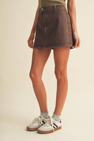 A-Line Garment-Dyed Denim Skort - Simply Sunflowers