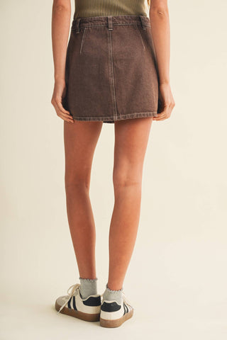 A-Line Garment-Dyed Denim Skort - Simply Sunflowers