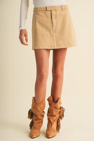 A-Line Garment-Dyed Denim Skort - Simply Sunflowers