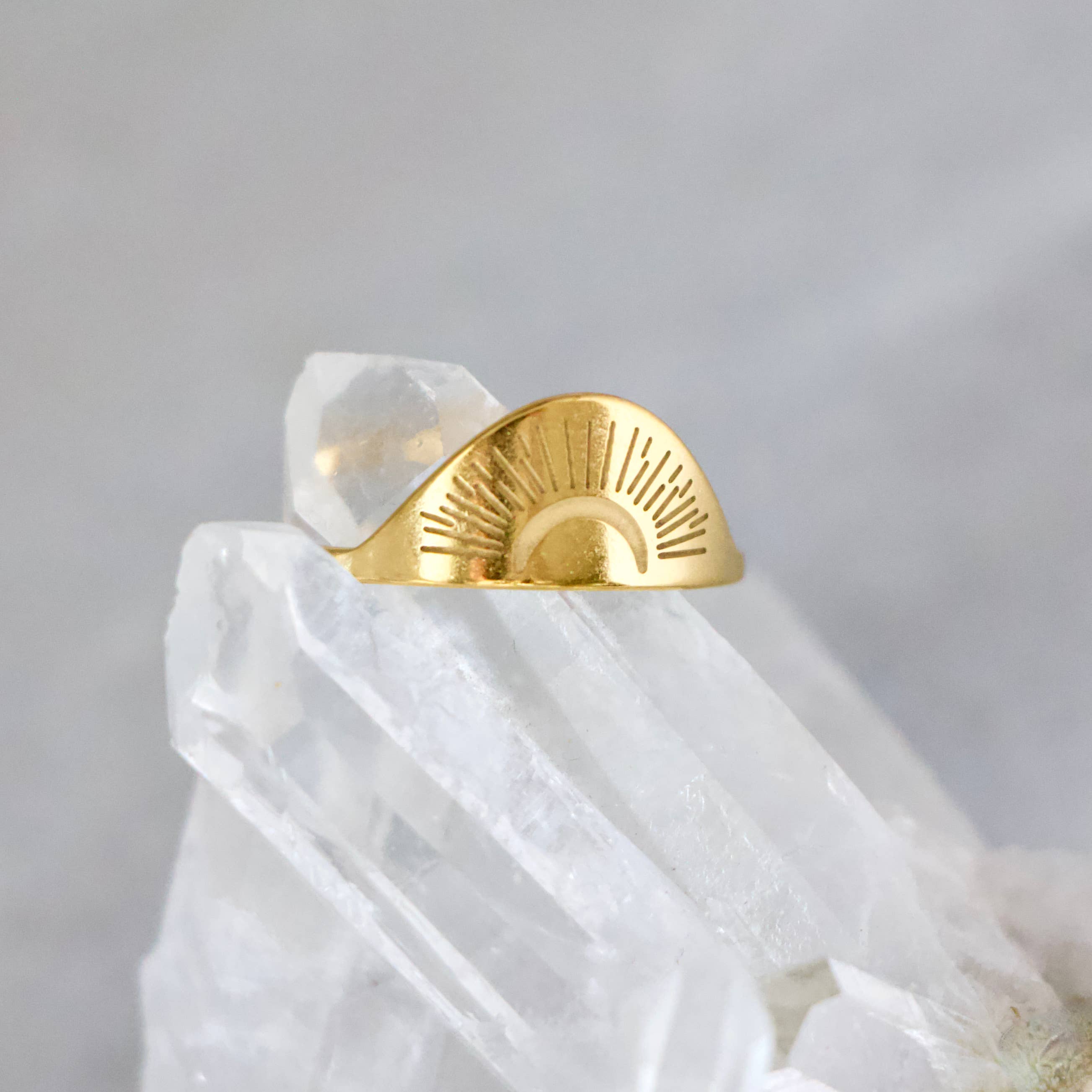 Engraved Moon Shine Ring