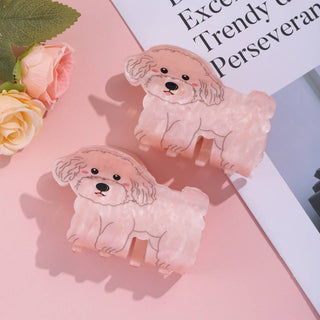 Adorable Pink Maltipoo Puppy Hair Claw Clip - Simply Sunflowers