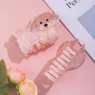 Adorable Pink Maltipoo Puppy Hair Claw Clip - Simply Sunflowers