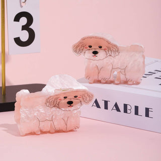 Adorable Pink Maltipoo Puppy Hair Claw Clip - Simply Sunflowers