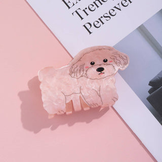 Adorable Pink Maltipoo Puppy Hair Claw Clip - Simply Sunflowers