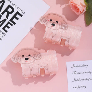 Adorable Pink Maltipoo Puppy Hair Claw Clip - Simply Sunflowers