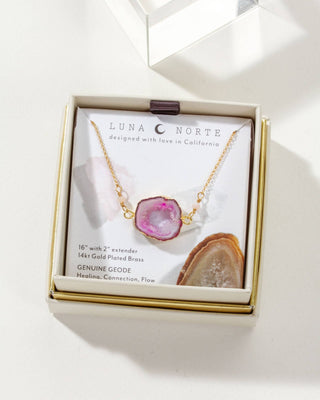 Agate Pink Tone Necklace - Simply Sunflowers