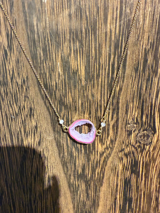 Agate Pink Tone Necklace - Simply Sunflowers