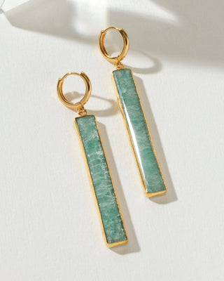 Amazonite Gemstone Huggies - Simply Sunflowers