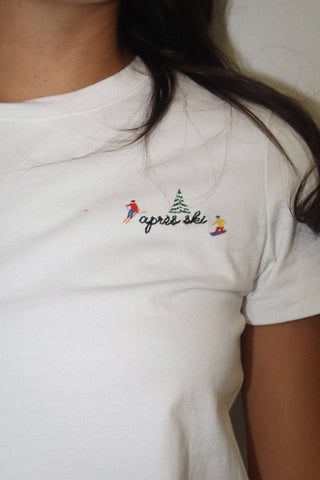 Apres Ski Embroidered Baby Tee - Simply Sunflowers
