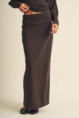 Ruched Waistband Jersey Knit Skirt