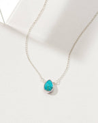 Silver Delicate Gemstone Necklace- Turquoise