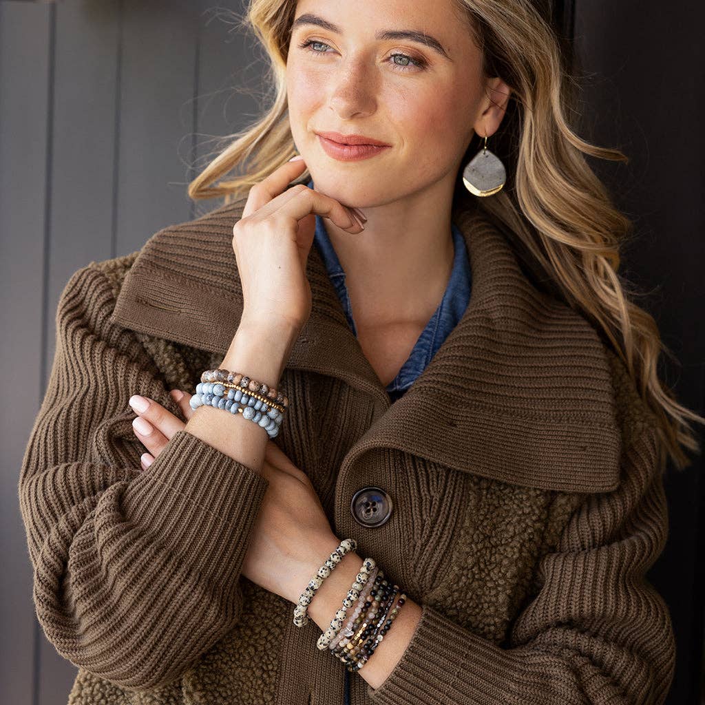 Blue Howlite Stone Stack Bracelet