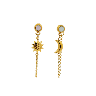 Moon and Sun ~ Chain Earring