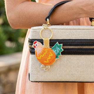 Beaded Chicken Sequin Tail Keychain Bag Charm - Simply Sunflowers